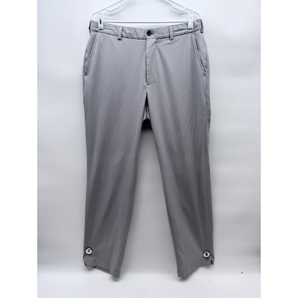 Brooks Brothers Performance Tech Golf Pants Gray Mens 34x32 Ankle Snap Buttons